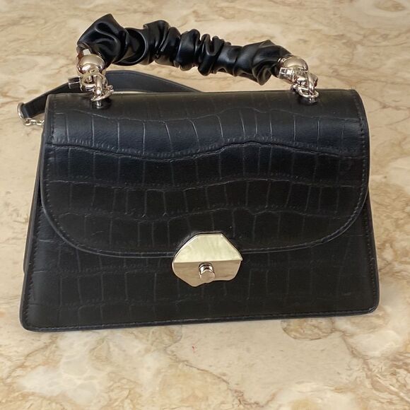 Convertible Two-Way Faux Croc Embossed Leather Shoulder / Hand Bag As New - Picture 3 of 12